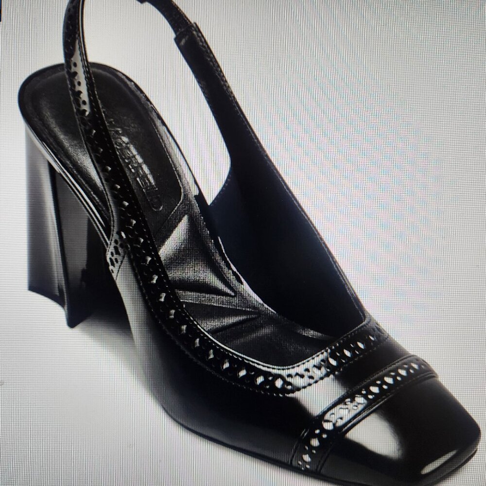 Karl Lagerfeld Black Patent "Siofra" Slingback heels. NIB. Size 9.5